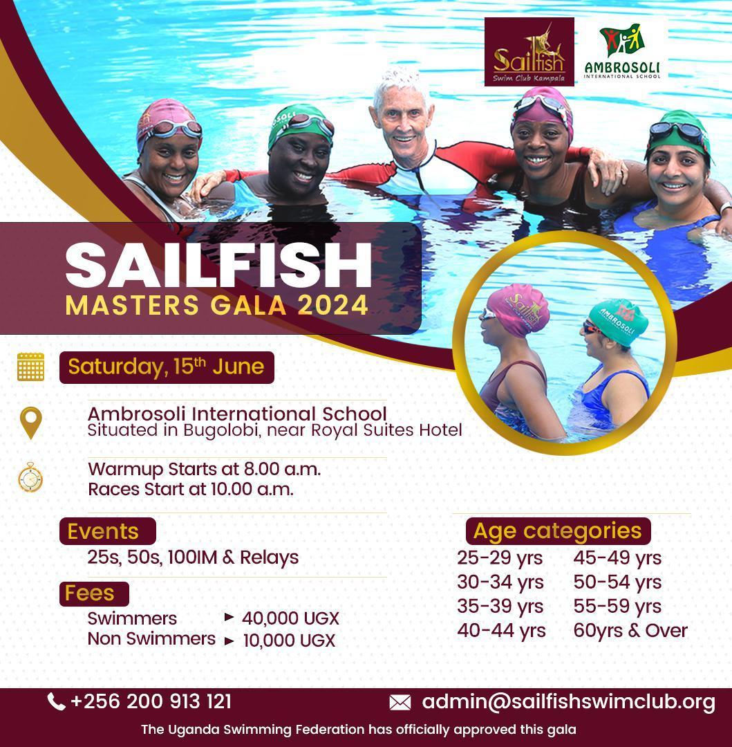 Get ready for this June for the Sailfish Masters Gala on 15th of June....Lets come put in big numbers and enjoy the water. <a href="/SwimKla/">Dolphins Swim Club Kampala</a>  <a href="/GatorsSwimClub1/">Gators Swim Club Kampala</a>