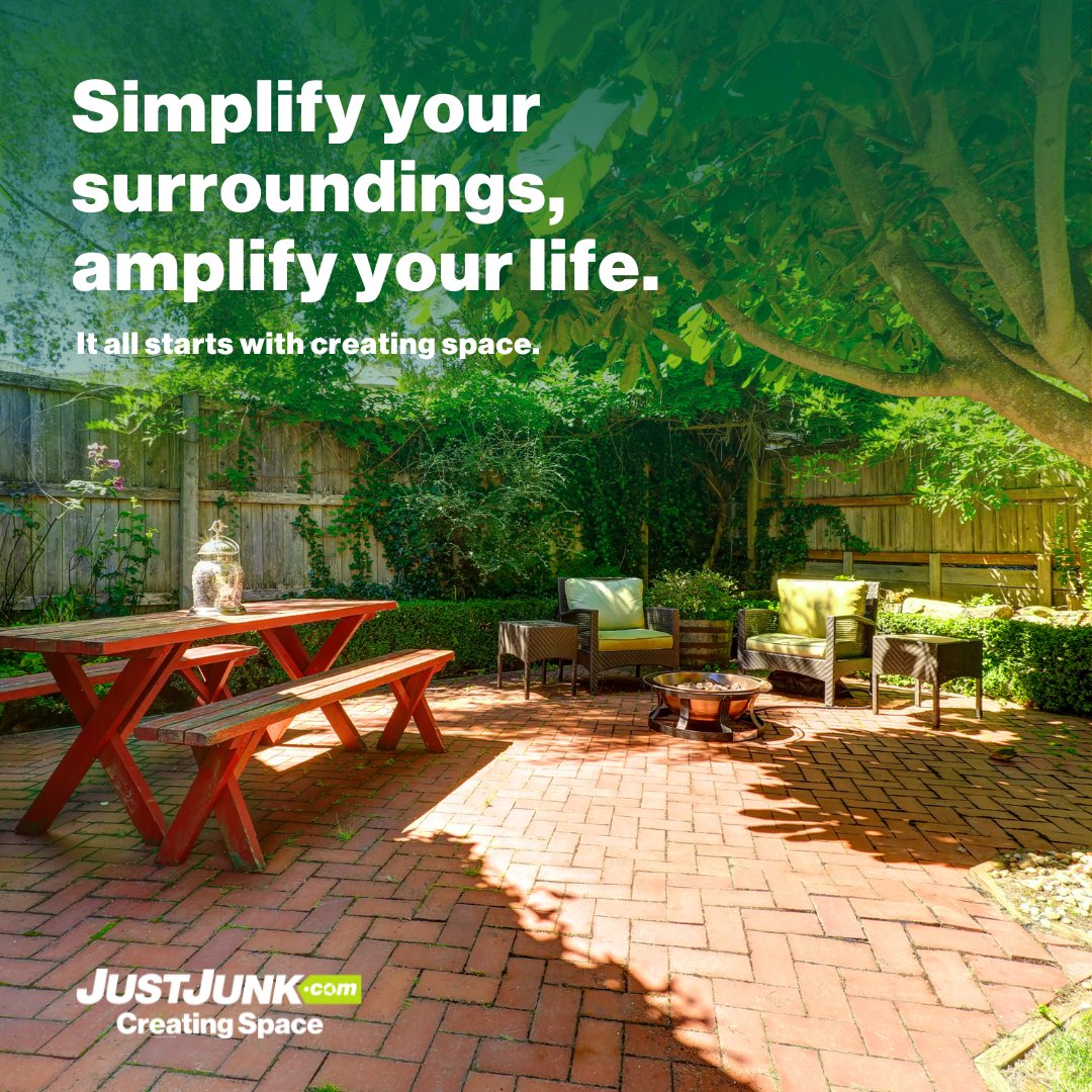 Transform your backyard into a serene oasis. We'll help simplify your space so you can amplify your life.🌿 Book JUSTJUNK online: 1l.ink/T2DMQXZ 
#SpringIntoAction #BackyardBliss #JUSTJUNK #CreatingSpace