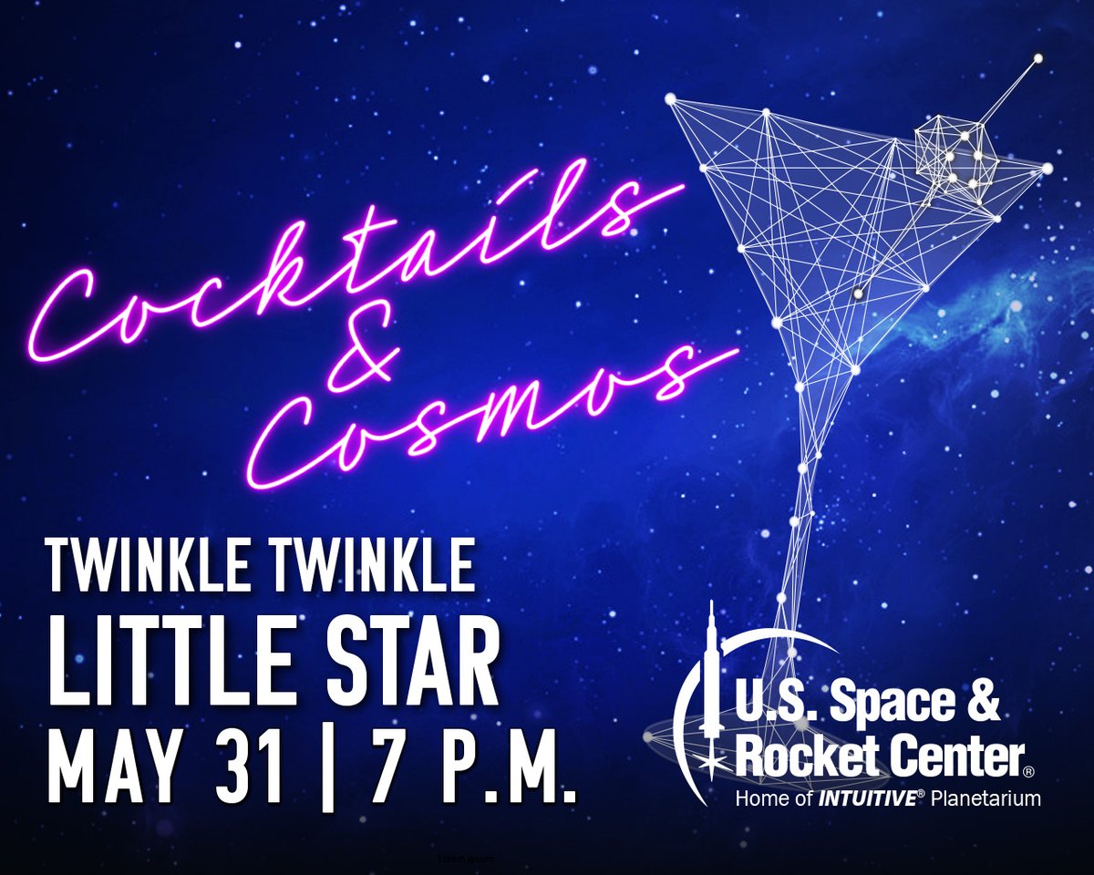 Join us for Cocktails & Cosmos at the U.S. Space & Rocket Center's INTUITIVE® Planetarium! This week we are exploring where stars come from, the death of stars, and black holes. Secure your spot for a stellar date night or a fun outing with friends! bit.ly/3QMyDdc