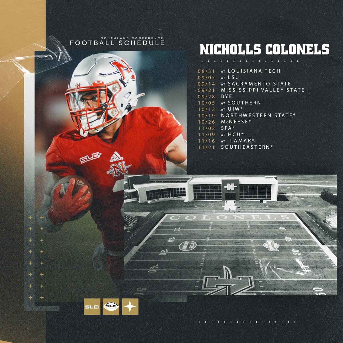 The 2024 Nicholls Colonels Football Schedule ⚔️

#EarnedEveryDay x <a href="/Nicholls_FB/">Nicholls Football 🏈</a>