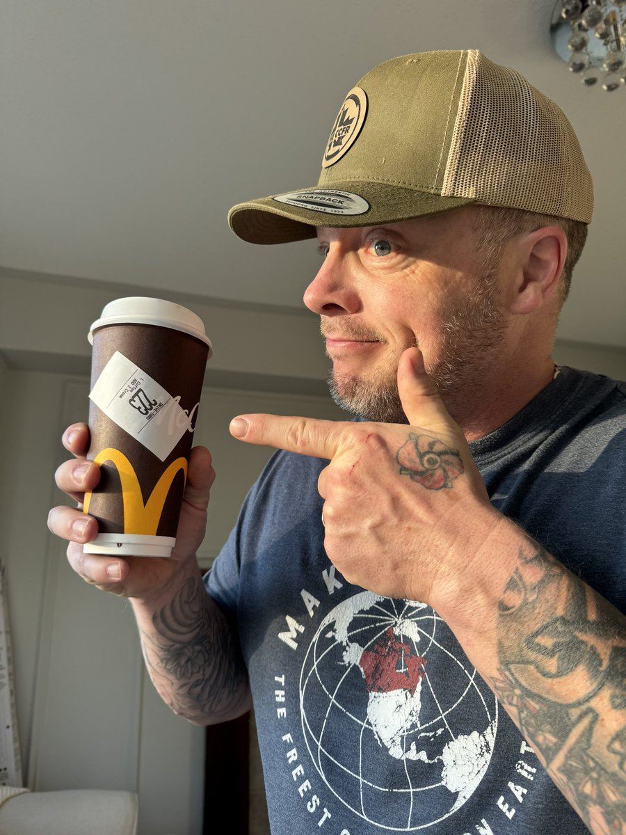 TWilsonOttawa's tweet photo. Woke up with him in our new house π‘ for the first time this morning. Couldnβt find any coffee so I went and got some McCafe β¦ my order number is an omen isnβt it?? π¨π¦β€οΈππΌβοΈ #PewPewPeople #MovingSucks #ColinRocks #NewStart #RangeDaySaturday #WillOperateForCoffee #OperatorAF https://t.co/Eszj1gXawn