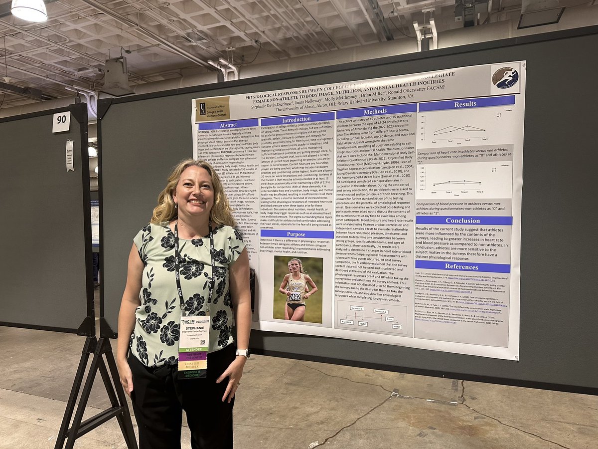 Congratulations to <a href="/SDavisDieringer/">Stephanie Dieringer</a> for presenting “physiological responses of athletes v non athletes in mental health” at #ACSM2024 Boston