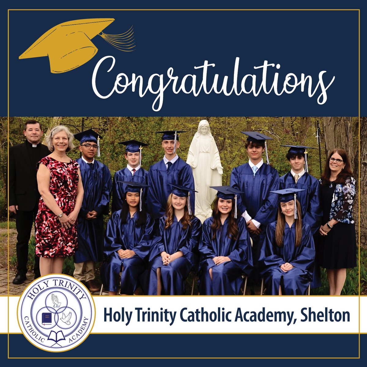 CathSchoolsDOB's tweet photo. As the school year winds down, we want to extend our heartfelt #congratulations to each graduating class! To the #Classof2024 at Holy Trinity Catholic Academy, we send you off with many blessings for your next adventures! 💙@Diobpt @BptSup @Holy_Trinity_CT @SheltonPatch https://t.co/r4xCcH4zhB