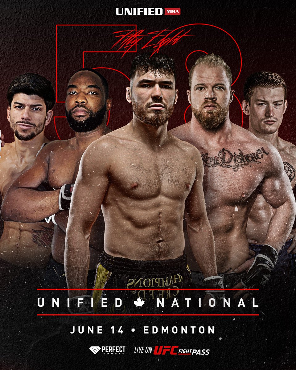 The future is N O W at #UnifiedMMA 😤 Don't miss #Unified58 on June 14 at @RiverCreeCasino in Edmonton, LIVE worldwide on @UFCFightPass.

🍁 #UnifiedNational 🍁

TICKETS ➡️ ticketmaster.ca/event/110060A3…