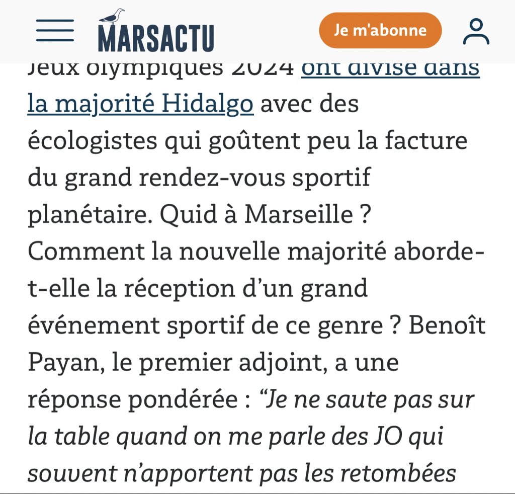 🔴 @BenoitPayan ou la contradiction permanente :

👉 En 2020, le 1er adjoint Payan courrait les médias en déclarant «Je ne saute pas sur la table quand on me parle des JO» 

👉 Ce soir, B. Payan, Maire, s’approprie sur BFM les retombées économiques des Jeux qu’il n’a pas voulus..