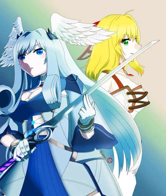 #今月描いた絵を晒そう
①ろくすっぽにメリアとフィオルンを描いてないと思って描いた作品。某絵師の影響でメリアのアレの主張が強めになった
②ピラミッドとホムラちゃんの海外スペルが合致した結果生まれた偶然の産物。最初に元ネタの海外ミーム画像を見かけた時は天啓を得たと思った 