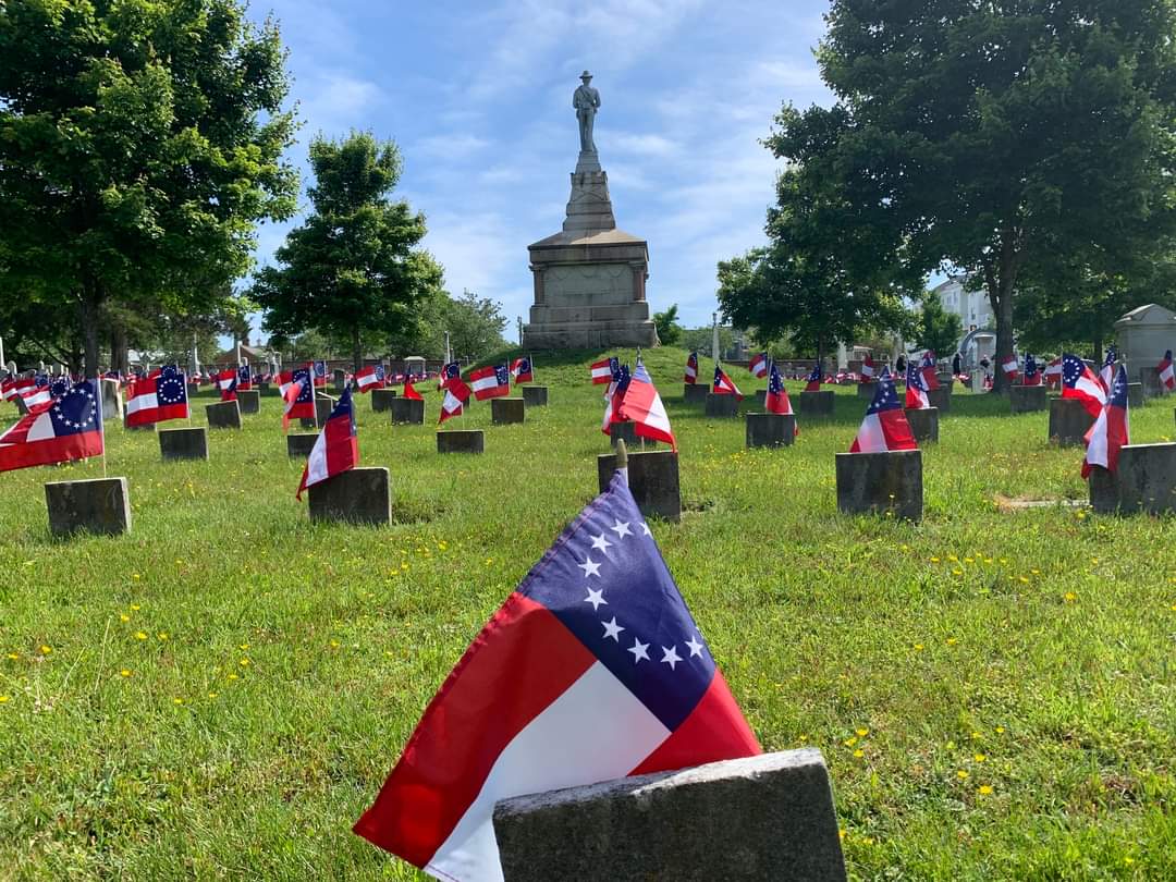 The Confederate Cemetery in Fredericksburg decorated by The Ladies Memorial Association of Fredericksburg and volunteers.