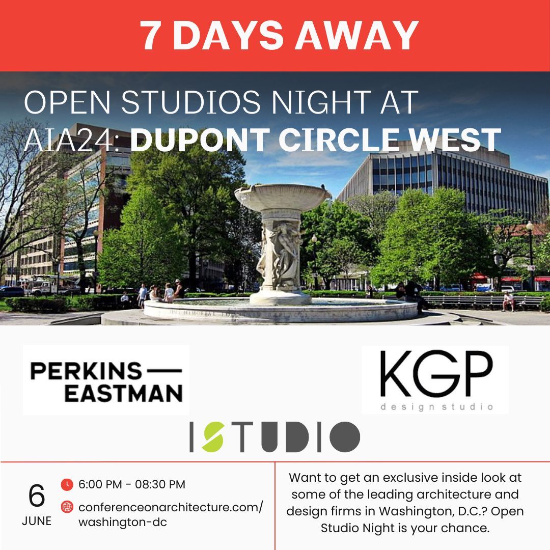 Open Studio Night at AIA24 is just SEVEN DAYS away - this is your chance to get an exclusive inside look at some of the leading architecture and design firms in Washington, D.C.!

Add Open Studio Night to your #AIA24 registration and learn more here: buff.ly/4bCw2dx