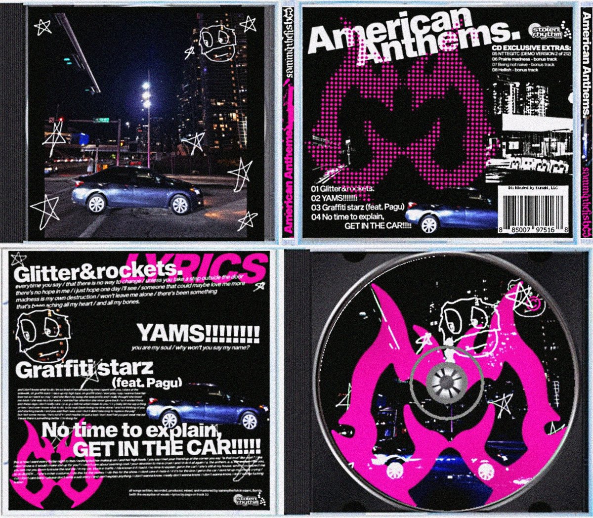 bluetoothnjoyer's tweet photo. American Anth. CDs available now*** link in linktree!!! ltd time thing, itll be gone in 1 or 2 weeks. its also up on streaming on @stolenrhythm and indie ants recs :) all designed, mixed, prod, and made by me as always except @pagu_official ft on track 3 https://t.co/SbGJzdskCl https://t.co/KZpRrxH9DQ