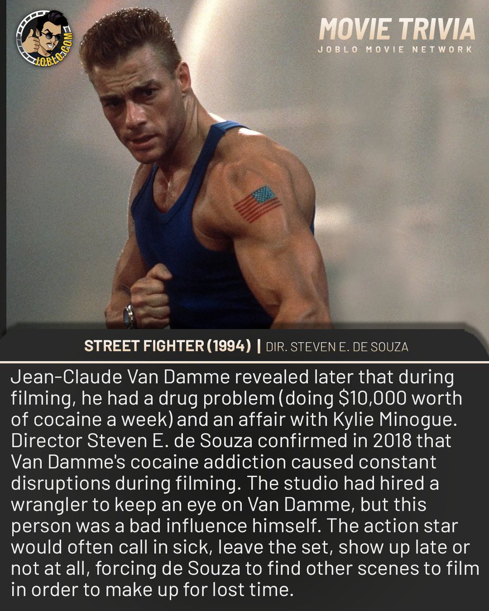 Movie trivia: Street Fighter (1994).🎥 #JoBloMovies #JoBloMovieNetwork #StreetFighter #JeanClaudeVanDamme #KylieMinogue #StevenEDeSouza