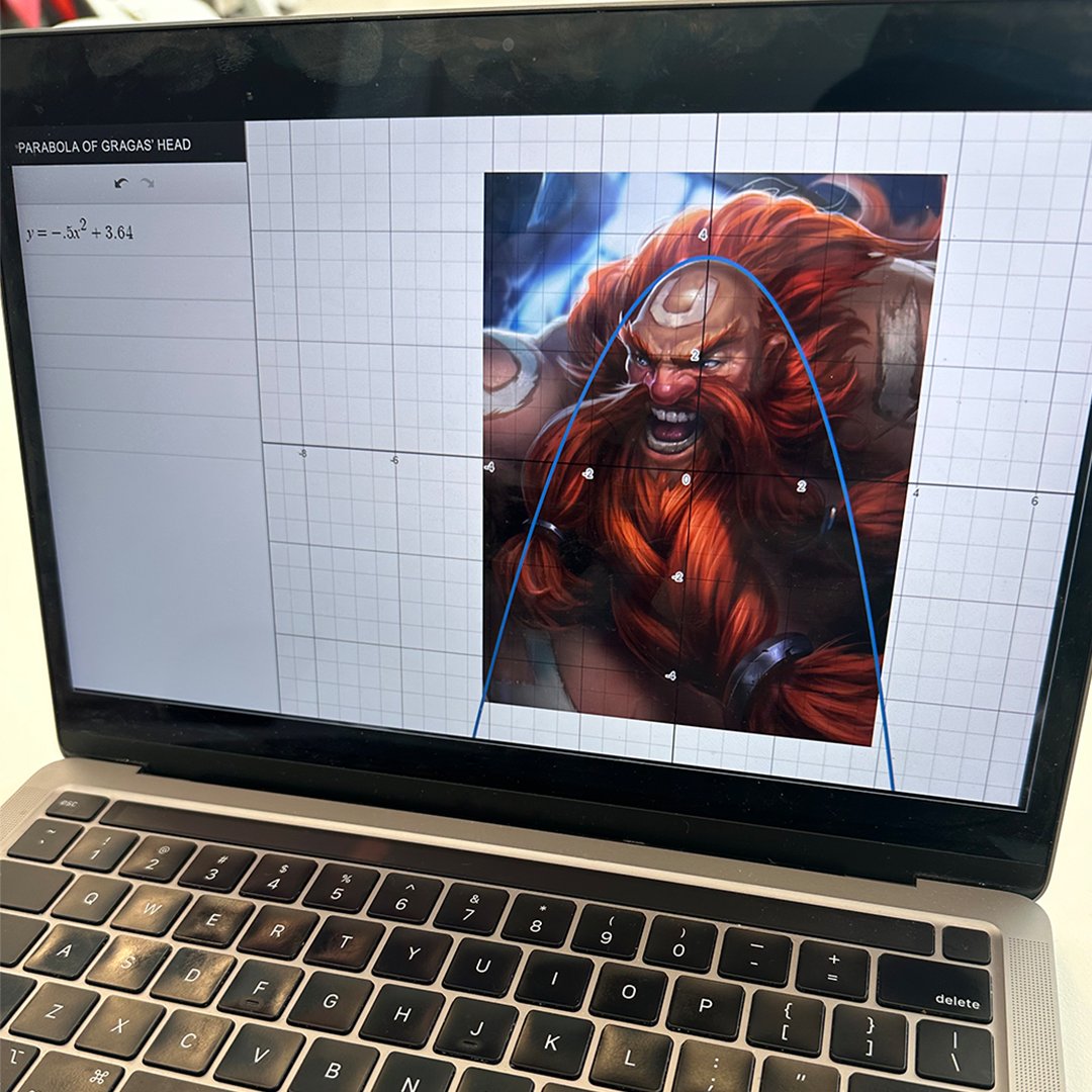 LeagueOfLegends's tweet photo. calculated the parabola of Gragas’s head in math class today https://t.co/oNNu7HaK6I