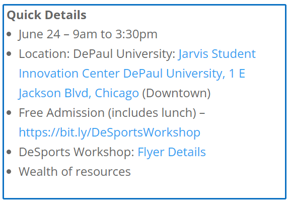JMcCarthyEdS's tweet image. DePaul University offers a FREE workshop on running an amazing Esports Camp program. Attendees get a copy of the program &amp;amp; how it grows college and career skills by campers through esports. Click for details: openingpaths.org/2024/05/26067/
@IHSEA_org @NASEFedu #esportsedu