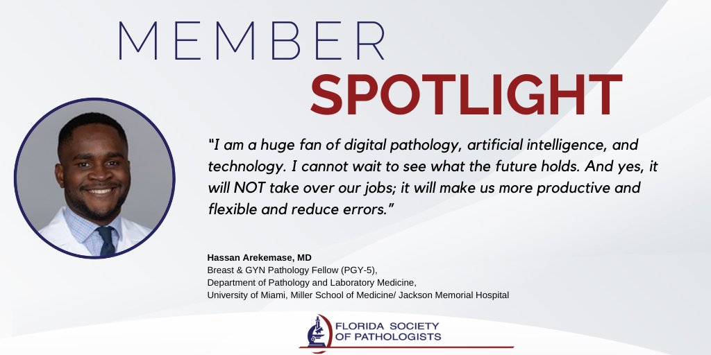FLPathologists's tweet photo. 🙌This month’s member spotlight, we are featuring Hassan Arekemase, MD. ➡️ To read the complete member profile and to catch up on FSP news and updates, visit https://t.co/SrWHpgK2EK. As a member of FSP, you could be our next member spotlight of the month! https://t.co/klbPKEoDPO