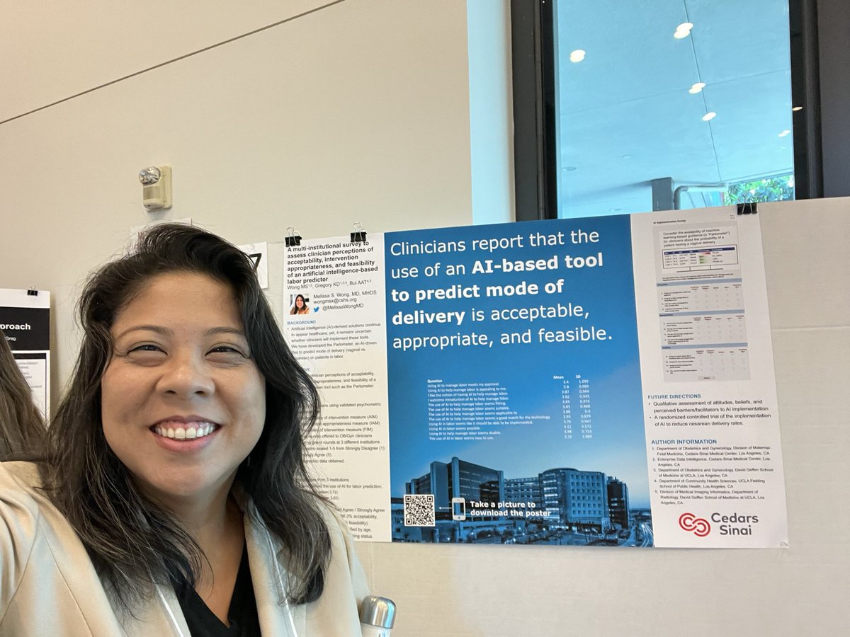 Melissa Wong (@melissawongmd) on Twitter photo Presenting our work surveying clinicians on #AI implementation strategies <a href="/CedarsSinai/">Cedars-Sinai</a> <a href="/OBGYN_CS/">OB/GYN at Cedars-Sinai</a> at the #SoCalDII2024 today.
Two critical ❓
1) how do we best position AI to effect behavior change?
2) why are so few #DII experts using the #BetterPoster design? Presenting our work surveying clinicians on #AI implementation strategies <a href="/CedarsSinai/">Cedars-Sinai</a> <a href="/OBGYN_CS/">OB/GYN at Cedars-Sinai</a> at the #SoCalDII2024 today.
Two critical ❓
1) how do we best position AI to effect behavior change?
2) why are so few #DII experts using the #BetterPoster design?