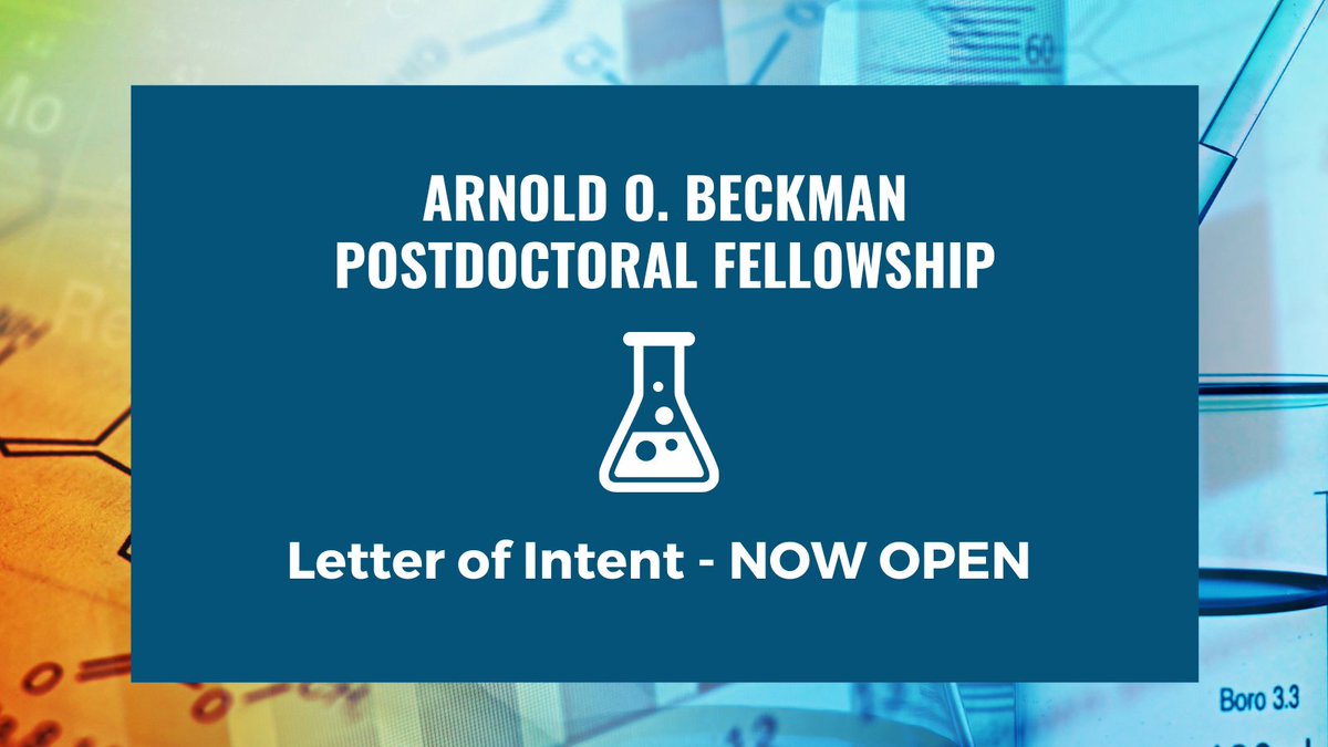 The letter of intent for the 2025 #AOBpostdoc program is now open. Choose from two tracks: Chemical Sciences or Chemical Instrumentation. Details: ow.ly/qUoA50S2j5m 

#grants #funding #chemicalsciences #chemicalinstrumentation #beckman #postdoc #chemistry #LOI