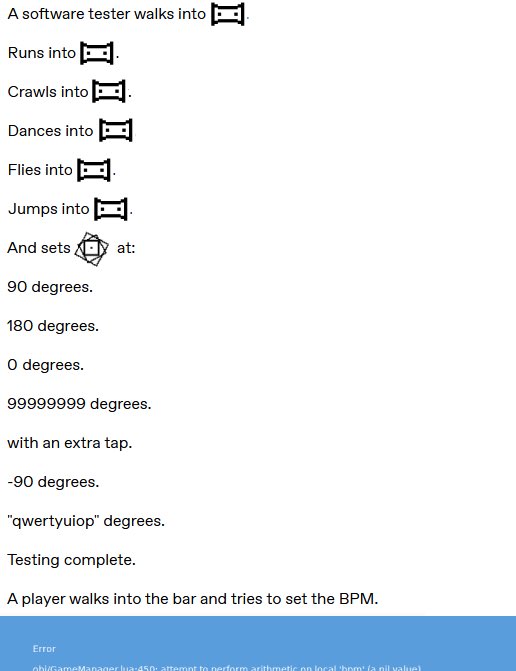 software testing 

(made by yoshikirby26 on the beatblock discord)
