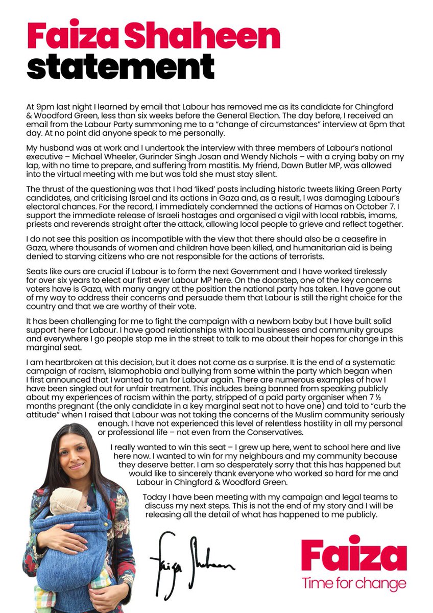 My statement… and there’s a lot more that I couldn’t fit on here. Please sign up here to get more on next steps faizashaheen.co.uk/join-the-campa… And sign this open letter actionnetwork.org/letters/write-… It’s been a mad day and I’m very upset, but I’m touched by all the support.