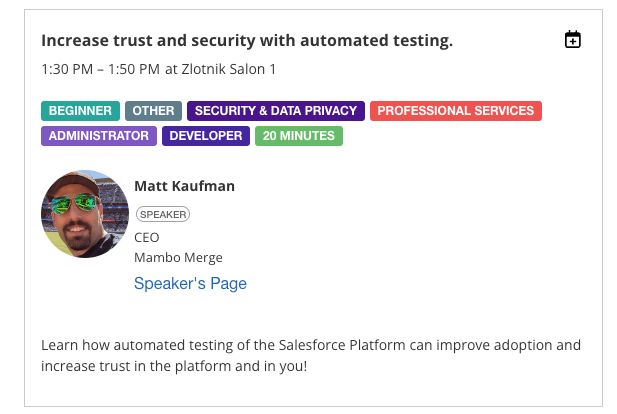 Day 1 at #txd24 - Looking to increase security and trust within the platform?

Swing by Zlotnik Salon 1 to learn how to automate testing of the Salesforce Platform - ETA 20 minutes.