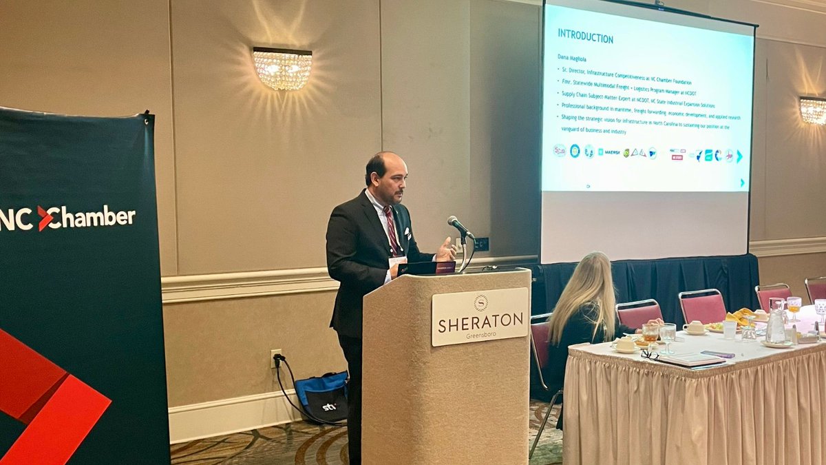 On Tuesday, @danamagliola presented at the NC Chamber's luncheon at the #NCTranspo2024. Dana presented on the many ways in which the @NCChamber, #NCChamberFoundation, @NCDOT, and others are “driving in the same direction” to prepare North Carolina for the future.
