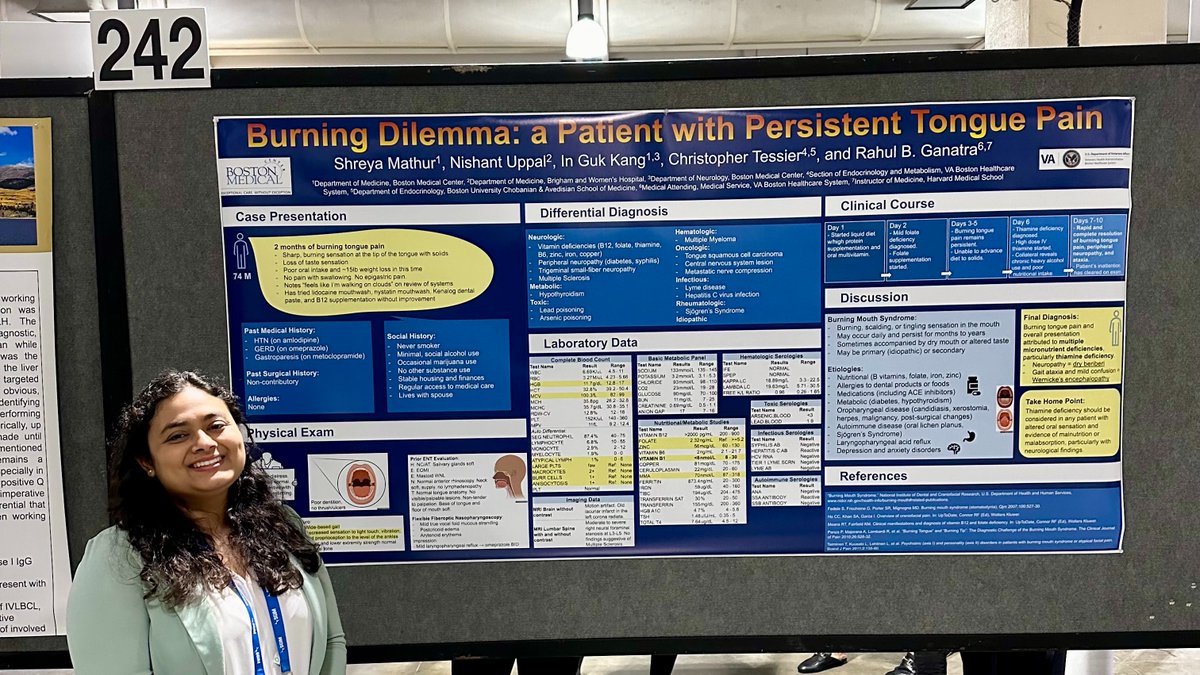 So proud of @BMCimRES PGY-1 Shreya Mathur, who presented a case of a veteran we cared for together on the wards at @VABostonHC: A 'burning' dilemma with a satisfying resolution at @SocietyGIM #SGIM24! Congrats Shreya! 👏