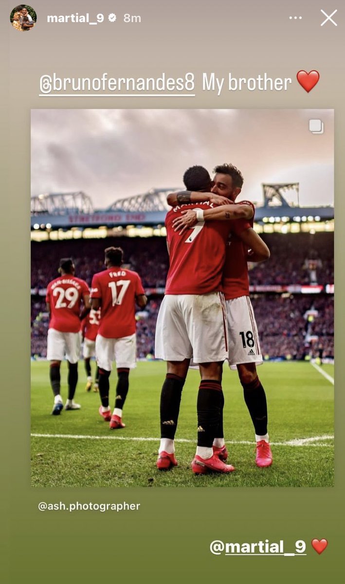 📸 - Anthony Martial on IG.🥺 “ @B_Fernandes8 My brother ❤️”