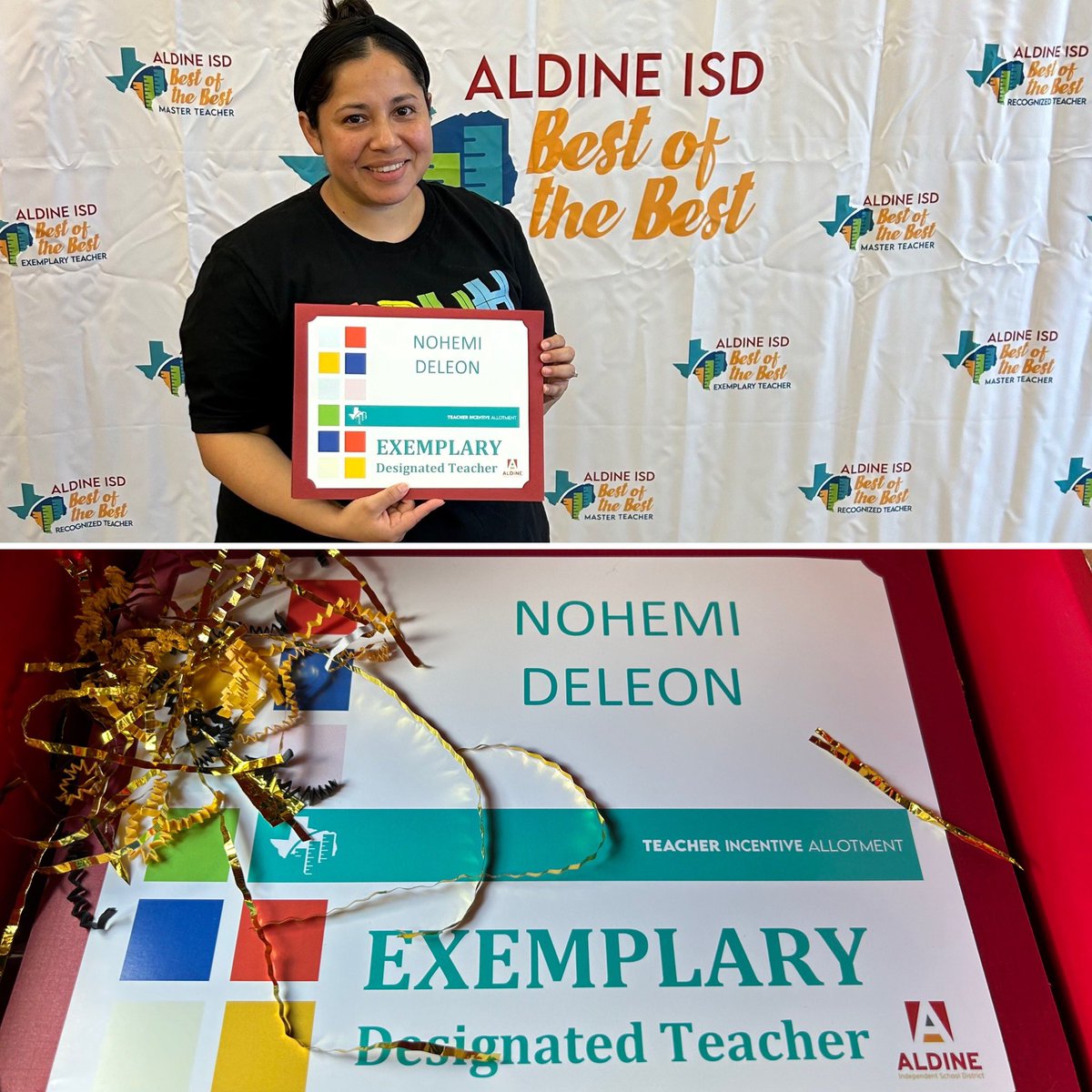 Ndele_teach's tweet photo. Thank you @AldineISD for the celebration! I was that quiet, struggling student in your class. Thankful to those educators that inspired me and saw in me what I couldn’t. Don’t give up on us! Our light will eventually glow and we will do great things! https://t.co/2XRGUcL5LI
