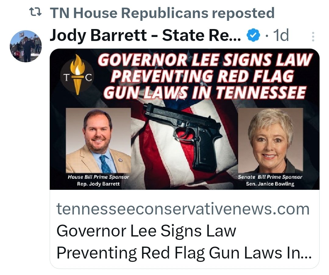 Four teens shot in 5 days in Nashville. While guns are the leading cause of child deaths, tngop celebrates blocking red flag laws. 

We must offer a future our youth can see themselves in, are supported by gun safety laws that save lives. Pathways to opportunity are the answer.