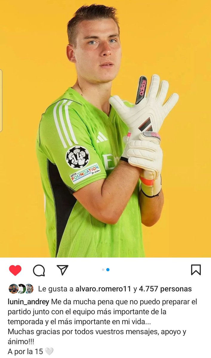 Lunin en IG.

Me da mucha pena por él, no se merece esto. 💔