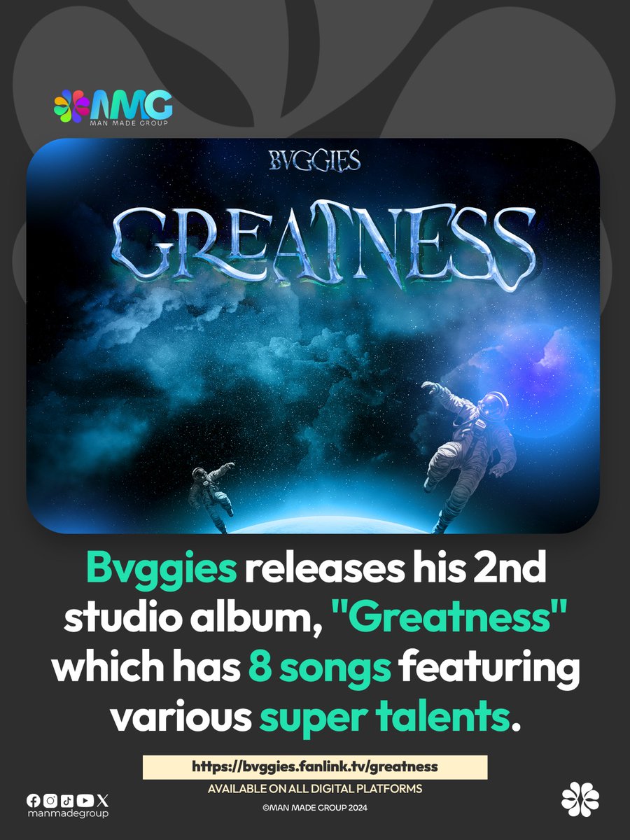 manmade_group's tweet photo. @kweku_bvggies (Bvggies) releases his 2nd studio Album titled #Greatness........ Download and stream now https://t.co/kQOeSskxxI

#mmg_news #Greatness https://t.co/EWAwLeWHXC