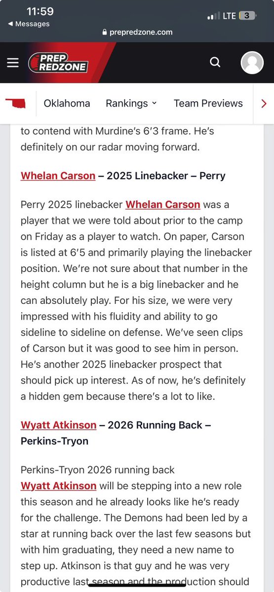 Whelan Carson (@whelan_carson_) on Twitter photo Thank you <a href="/PrepRedzoneOK/">Prep Redzone Oklahoma</a> for the write up
<a href="/Coach_JParker54/">Jason Parker</a> <a href="/CoachDucker/">Grant Ducker</a> <a href="/maroon_perry/">Perry Maroon Football</a> Thank you <a href="/PrepRedzoneOK/">Prep Redzone Oklahoma</a> for the write up
<a href="/Coach_JParker54/">Jason Parker</a> <a href="/CoachDucker/">Grant Ducker</a> <a href="/maroon_perry/">Perry Maroon Football</a>