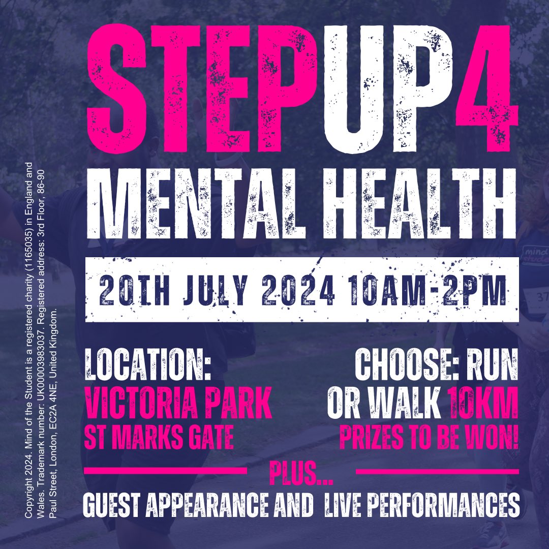 TheMOTSCharity's tweet photo. Are you passionate about improving young people’s mental health? 💙

Join us at STEPUP4 Mental Health 10K Run or Walk on 20th July // Victoria Park to raise important funds for @themotscharity and our charity partners! 🏃‍♀️ 🏃 🏃‍♂️

https://t.co/ZwenDxTKXm https://t.co/cN63NU5uz5