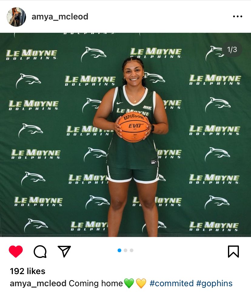 Former Rome Free Academy standout Amya McLeod posts on her gram she is transferring to LeMoyne.

She had been at Youngstown State but missed her freshman season injury due to injury