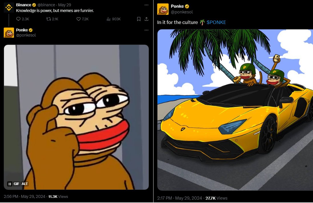 We know @ponkesol likes to leave hints in their posts. Check out what they posted yesterday. 
They replied to @binance and right after posted a picture of a #binance colored Lambo...
What could they be hinting at?🤔 $PONKE