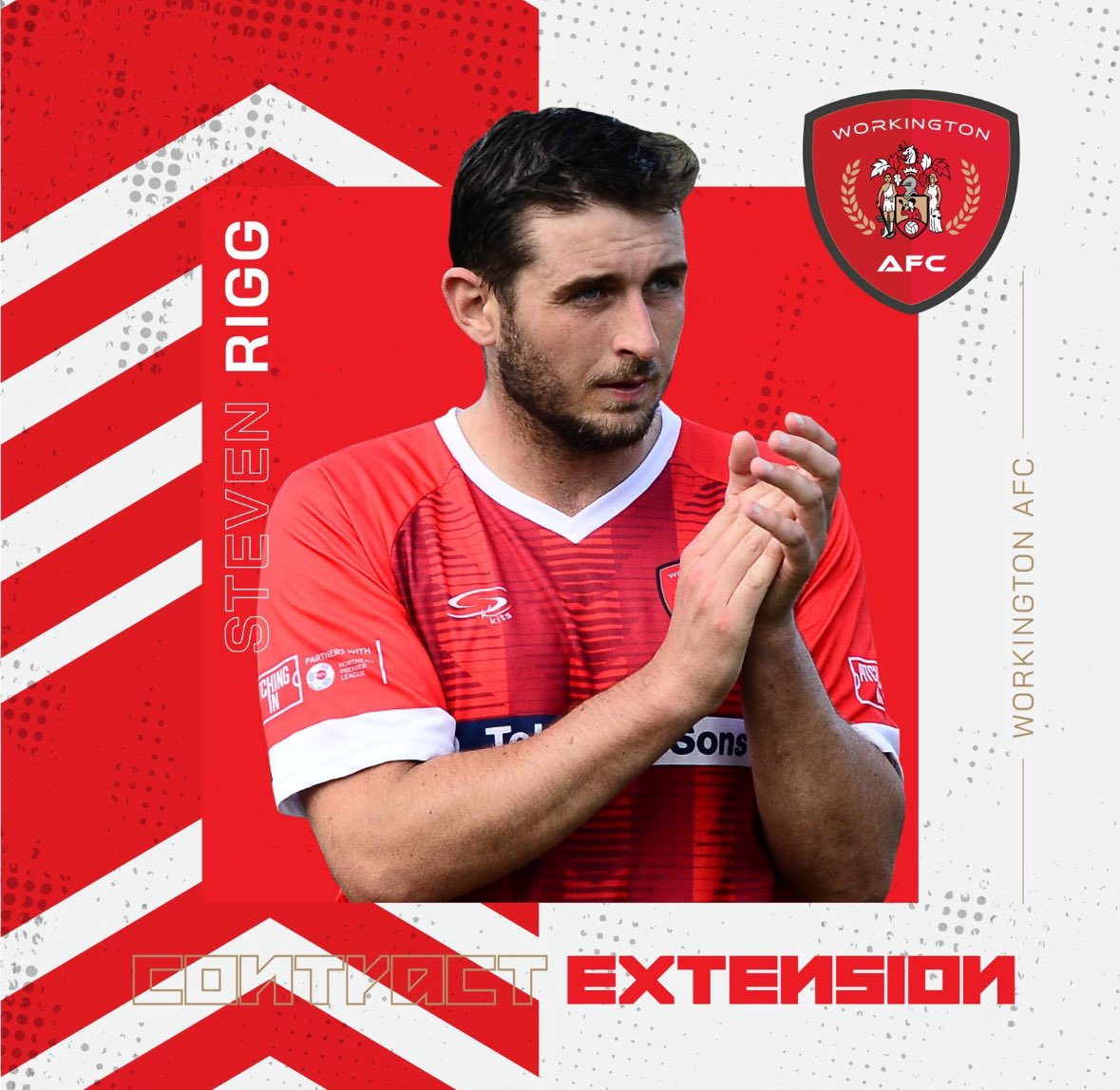 𝗥𝗶𝗴𝗴𝘆 𝗶𝘀 𝗮 𝗥𝗲𝗱 🔴 We are excited to confirm that Steven Rigg has re-signed with Workington AFC, bringing his talent and dedication back to the Reds for a 4th consecutive season 👊🏼 📰 shorturl.at/PwqDU #RichHistoryBrightFuture #RedsRiseAgain