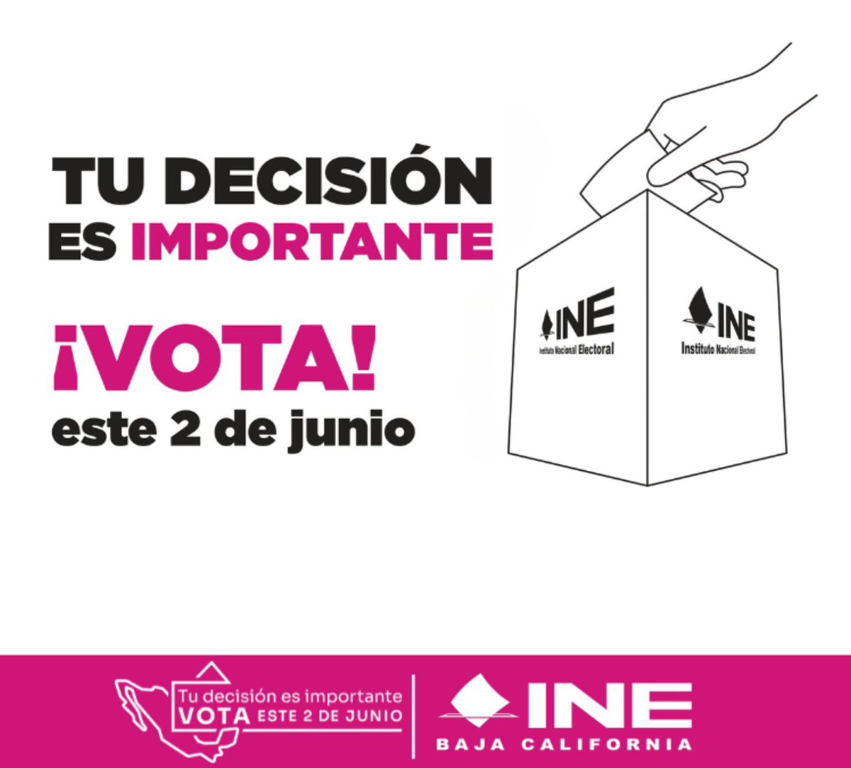 Es fundamental que este 2 de junio salgamos todas y todos a votar. Tenemos que hacer de la participación política una fiesta de la democracia. 

¡Sal con tu familia y ejerce tu derecho a elegir quién nos gobierna!