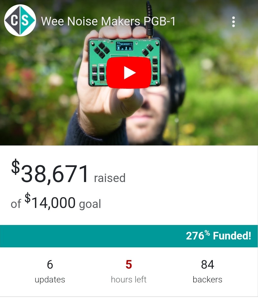 Wee Noise Makers (@weenoisemaker) on Twitter photo Only a few hours left to get your PGB-1 with free shipping <a href="/crowd_supply/">Crowd Supply</a> crowdsupply.com/wee-noise-make… Only a few hours left to get your PGB-1 with free shipping <a href="/crowd_supply/">Crowd Supply</a> crowdsupply.com/wee-noise-make…