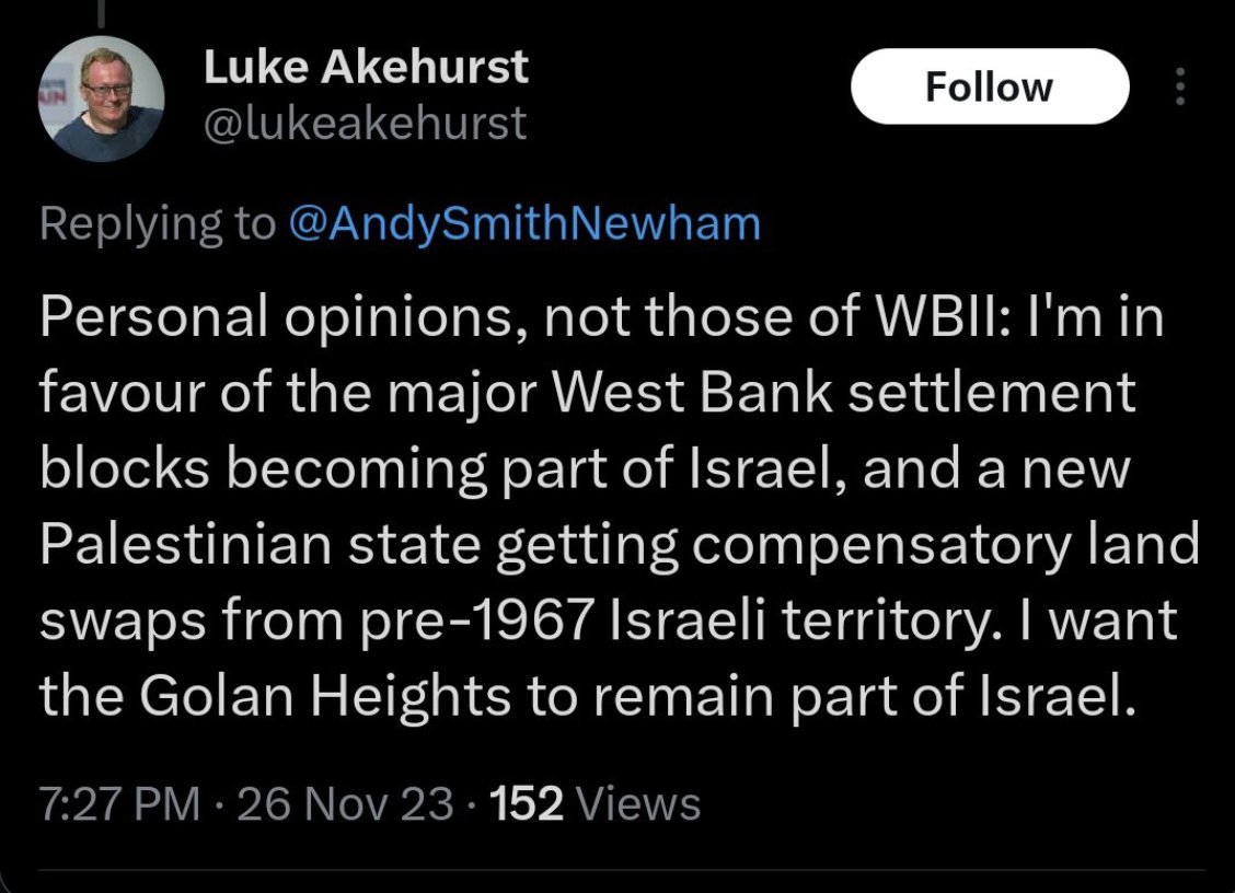 Dear @Keir_Starmer Do you think it is in any acceptable for one of your candidates to support war crimes? Settlements in Occupied Territory are war crimes, a violation of the Rome Statute (incl West Bank & Golan, both of which are occupied territory)