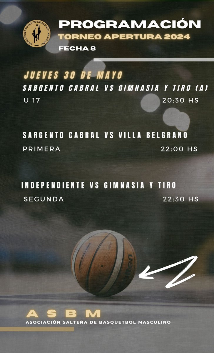 asbmoficial's tweet photo. 🏆CAMPEONATO ANUAL 2024 ASBM🏆

🏀Esta es la programación de partidos para hoy, jueves 30 de mayo, correspondientes a la Fecha N° 8. 

#somosbasquetbol https://t.co/YBdhpH31qf