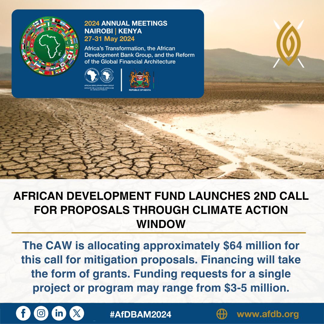 opportunitiesfy's tweet photo. 🚀 African Development Bank Group Annual Meetings 2024: Climate Action Window's 2nd call for mitigation project proposals in 37 low-income African countries! 🌍

💸 $64M funding available
🗓️ Deadline: July 8, 2024
🔗 Details: https://t.co/8CunAwaKrj

#AfDB #ClimateActionWindow https://t.co/Igr9GwVmnc