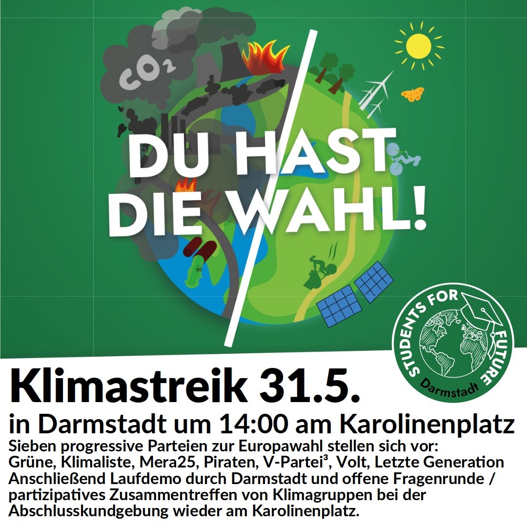 Raus zum #Klimastreik morgen! 📢

Ökologische, soziale und Friedensthemen sind eng verknüpft. Klima- und Umweltgerechtigkeit auf besetztem Land ist ebenso wenig möglich wie öffentliche Daseinsvorsorge auf fossiler Grundlage. In #Darmstadt sind wir mit einem Redebeitrag vertreten.