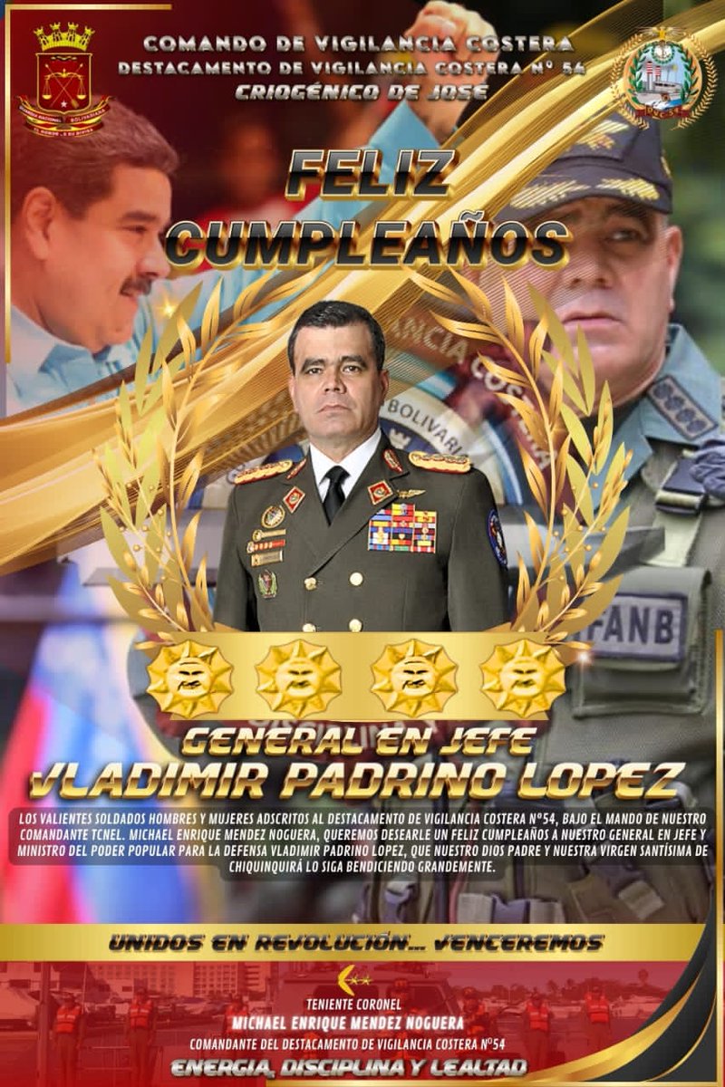 EVC_ELMORRO's tweet photo. Desde la estación de Vigilancia Costera Nro.54 "el morro" le enviamos un muy feliz cumpleaños a nuestro GJ @vladimirpadrino Dios lo siga llenando de bendiciones https://t.co/eMs3Pi5Qis