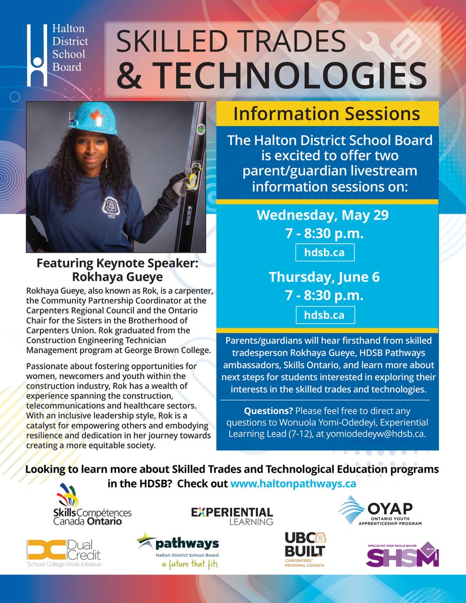 AbbeyParkHS's tweet photo. Want to learn more about Skilled Trades & Technologies - there is another chance to join the livestream session on Thursday, June 6th. See below for further info. #Skilledtrades #aphs #hdsb https://t.co/Gt2MnbcDw2