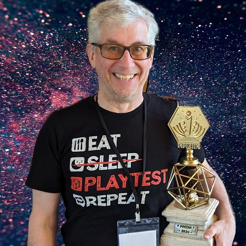 As mentioned in our most recent episode, eight brave souls stayed up all through the night to play TI4. Congratulations to Joe Pilkus for taking home the win and thanks to Gil Melo  for making an amazing trophy!