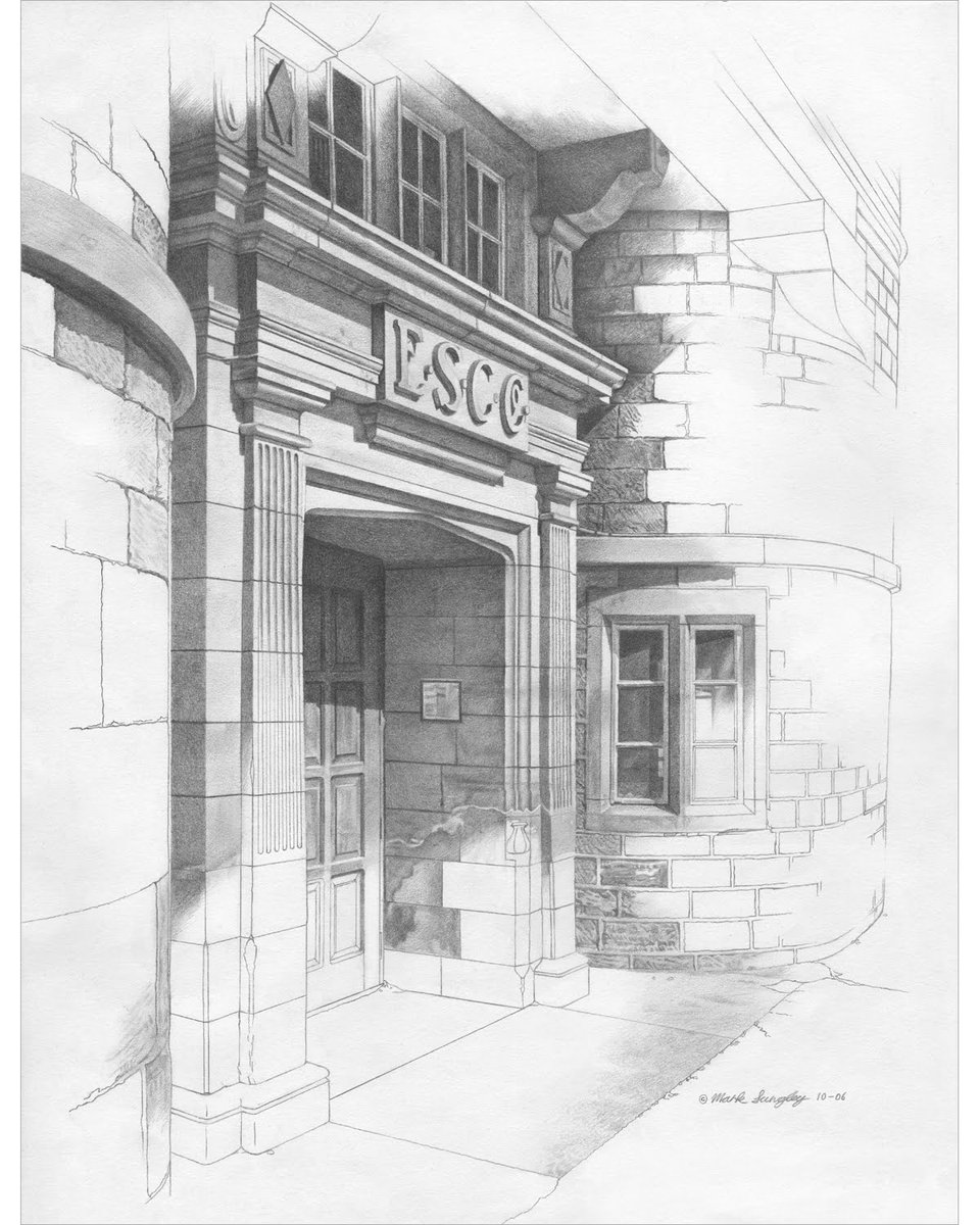 #ThrowbackThursday 
'North Mill' #Pencil #drawing - 32 x 42 cm
All this recently hoo-ha about the future of our mills in Belper put me in mind of this Nov 2006 drawing I did. This building is unusual in appearance, and the doorway was my subject. I still do drawn commissions!