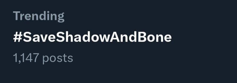 #SaveShadowAndBone is trending #SixOfCrowsSpinoff #DemonKing