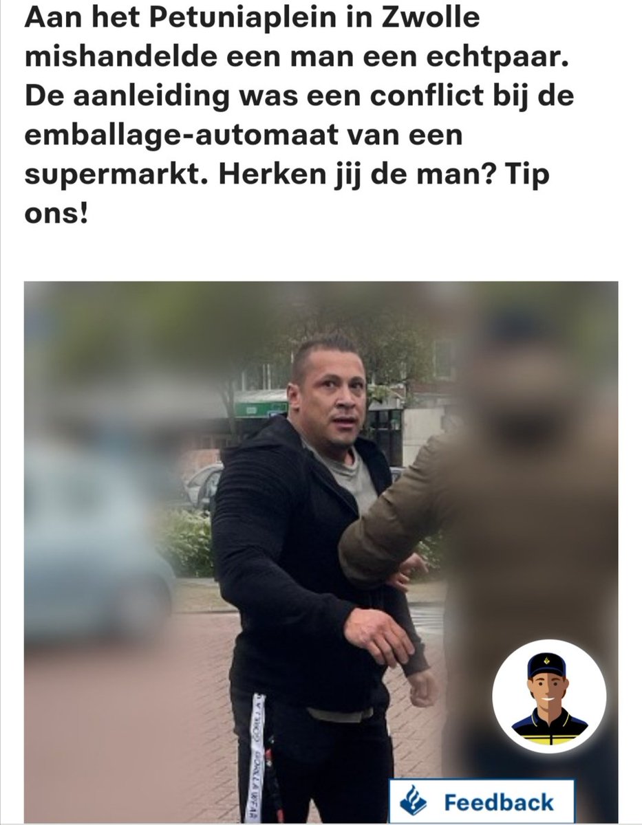 Wie is deze👇🏻psychopaat? Hij vond dat een echtpaar dat in de supermarkt flessen aan 't inleveren was te lang bezig was. Hij duwde de vrouw opzij en drukte op de stopknop. Toen haar man daar wat van zei, werden hij en z'n vrouw mishandeld.
politie.nl/gezocht-en-ver…