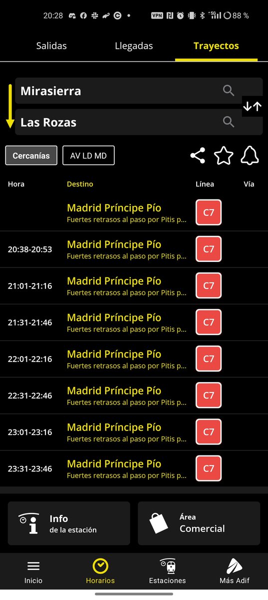 Pablomuniz's tweet photo. @CercaniasMadrid Por qué la aplicacion de adif no dice que está suspendido el trayecto?? Así es imposible https://t.co/pTcI1Ig1o3