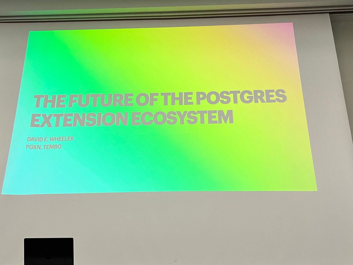 Curious about the future of the Postgres Extension Ecosystem? @theory is talking about this at @PGConfdev right now. Spoiler alert: You'll get a sneak peak into PGXNv2