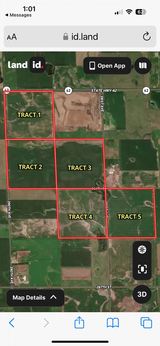 Land auction in southern Aurora County, SD today. 
Tract 1 58.92 PI $6,800/ac
Tract 2 62.22 PI $7,900/ac
Tract 3 63.6 PI $8,300/ac
Tract 4 61.7 PI $8,300/ac
Tract 5 73.8 PI $8,300/ac
Online buyer for tracts 3&amp;4
Local buyers for tracts 1, 2, &amp;5
All tillable ground. 
IMO strong