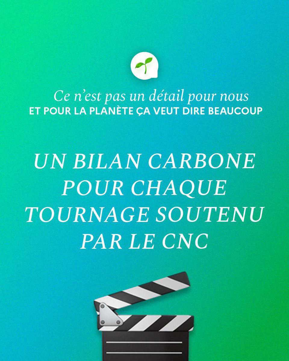 🎬 🌱Le cinéma français, leader mondial de la production verte ! Depuis le 1er janvier 2024, les aides au tournage du @LeCNC sont conditionnées à la réalisation d’un bilan carbone. La filière est désormais dotée d’un référentiel qui permet d’agir sur tous les leviers, des